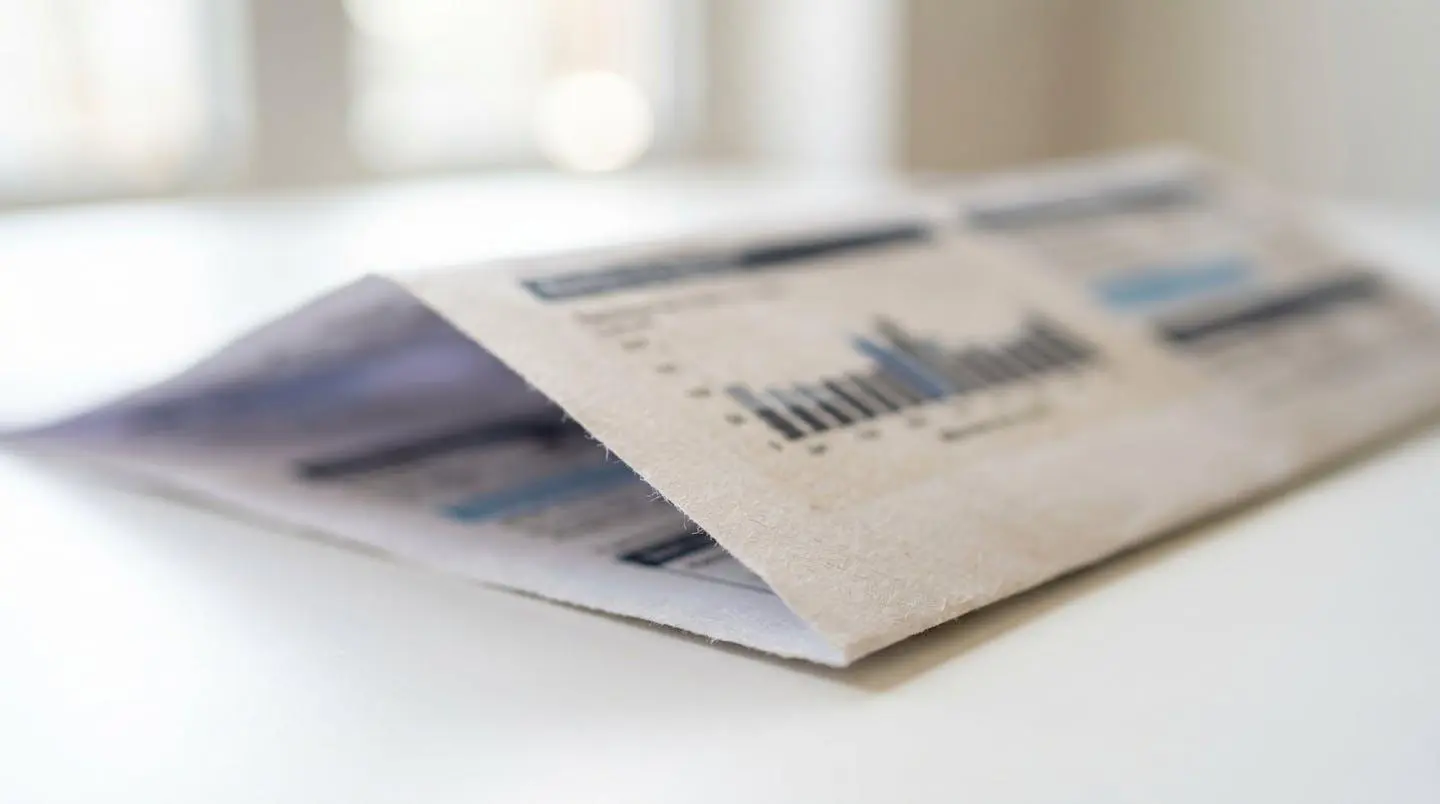 Gros plan d'une facture d'électricité sur une table claire avec la zone taxes et contributions en mise au point, texte totalement flouté